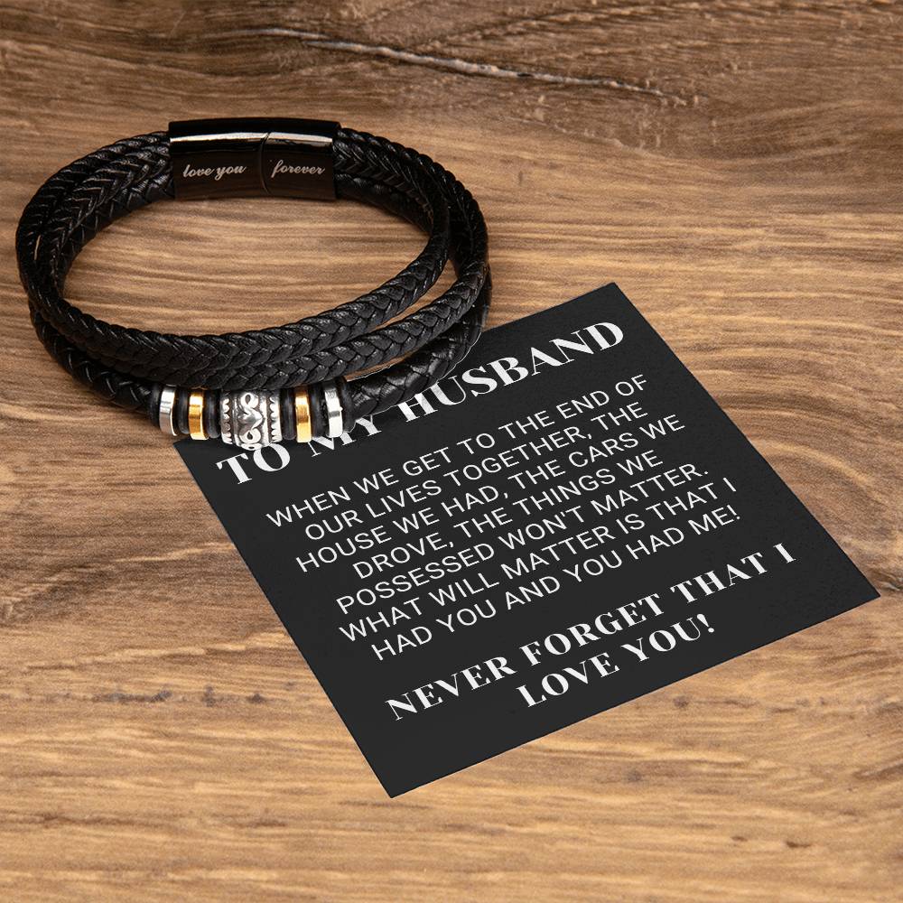 To My Husband Gift | From Wife, Soulmate, Forever Love, Beaded Vegan Leather Bracelet, Fathers Day, Birthday, Just Because