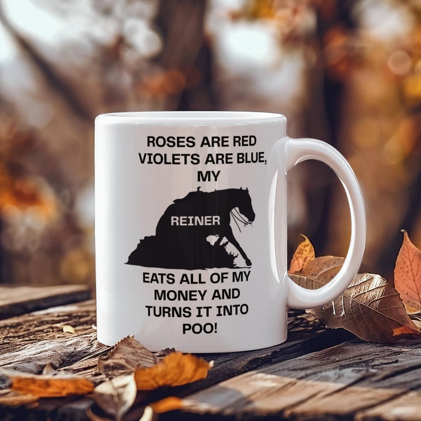 Rening horse mug, coffee mug, horse humor