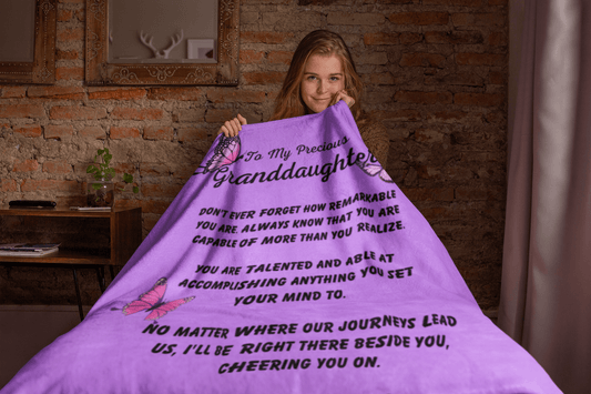 Granddaugter Gift | Velveteen Minky Blanket, Throw From Grandmother, Grandma, Birthday, Just Because