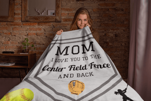 Blanket Gift For Mom | Copy Light Grey Velveteen Minky Throw, Softball Mom, Sports Mom, Birthday, Just Because