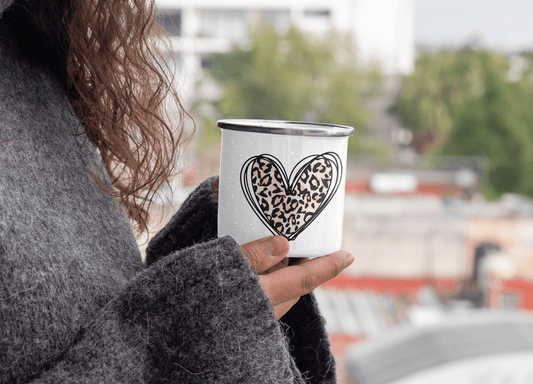 Leopard heart sketch coffee mug heart cup gift