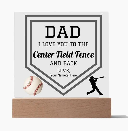 Gift For Dad | Baseball Dad, Sports Fan,  Personalized, Acrylic Plaque, LED Coloring Changing Lights Optional, Fathers Day, Birthday