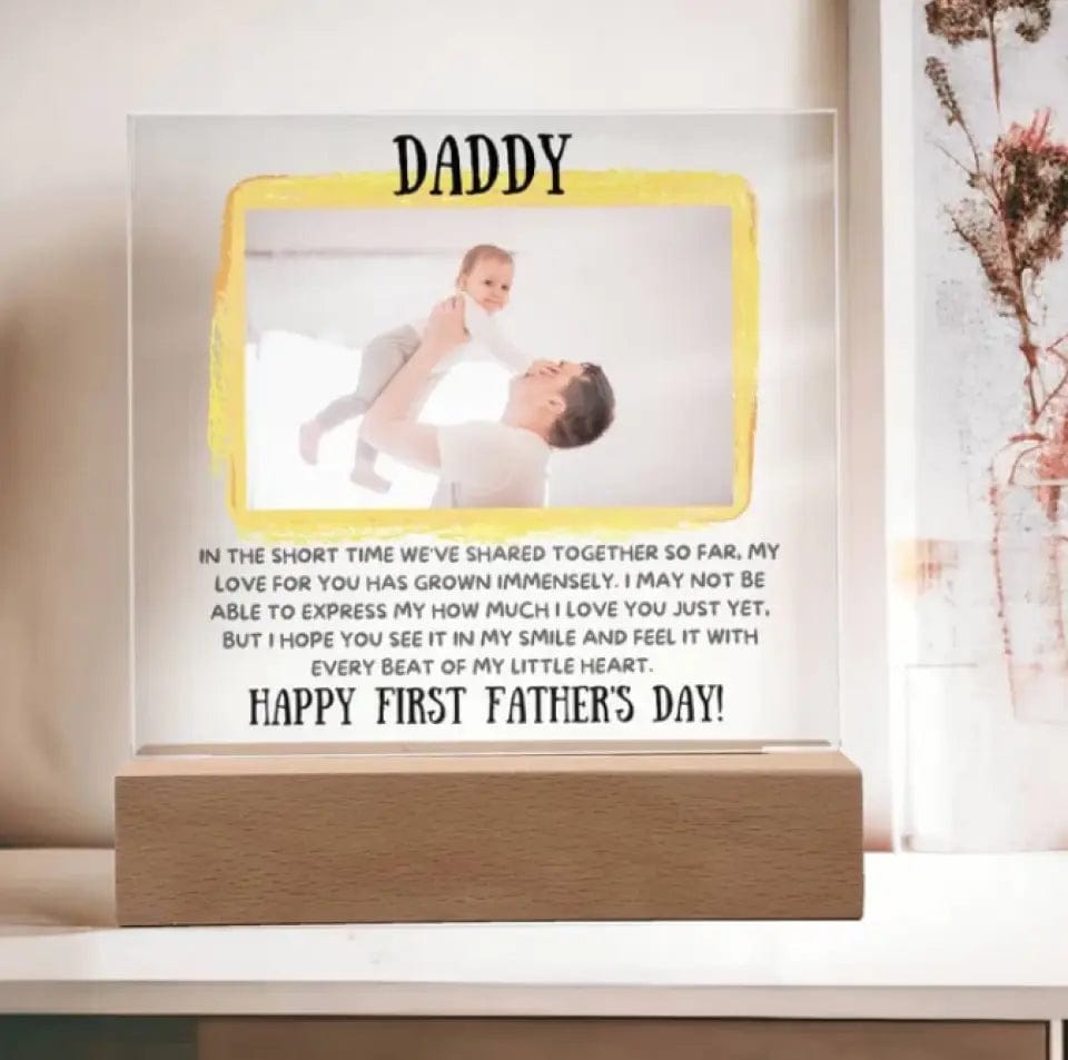 Gift For Dad | Your Custom Photo, Daddy's First Fathers Day, Acrylic With LED Option