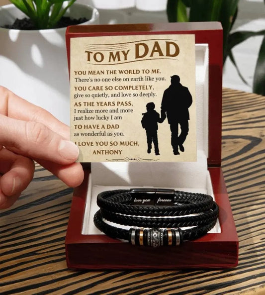 Gift For Dad | The Best Dad Ever, Personalized With Your Signature, Vegan Leather Bracelets, Fathers Day, Birthday