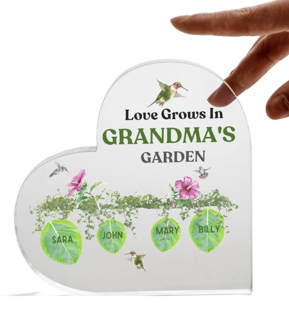 Grandma Gift | Acrylic Heart Plaque To Grandmother, From Grandson, Daughter, Son, granddaughter, Mothers Day, Birthday