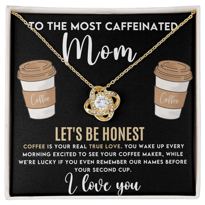 Gift To Mom | Love With A Little Humor, Coffee Loving Mom Necklace, From Daughter, Son, Birthday, Mothers Day