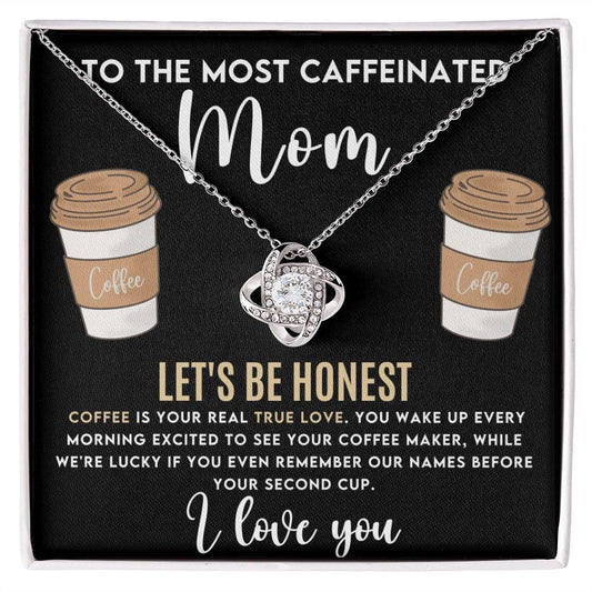 Gift To Mom | Love With A Little Humor, Coffee Loving Mom Necklace, From Daughter, Son, Birthday, Mothers Day