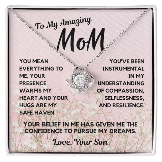 Gift For Mom | Pendant Necklace For My Mother, From Son, Mothers Day, Birthday, Just Becuse