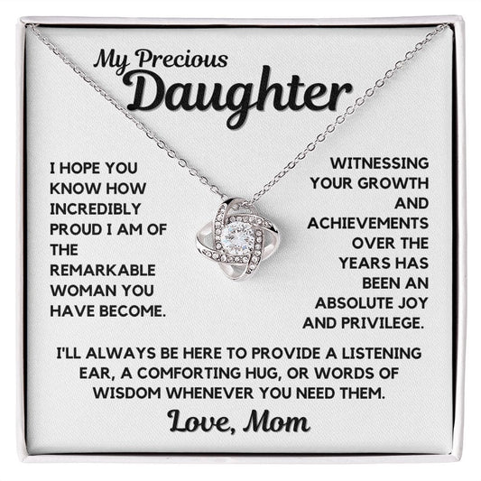 To Daughter | Precious Necklace Gift To Daughter From Mom, Love Knot, Birthday, Graduation