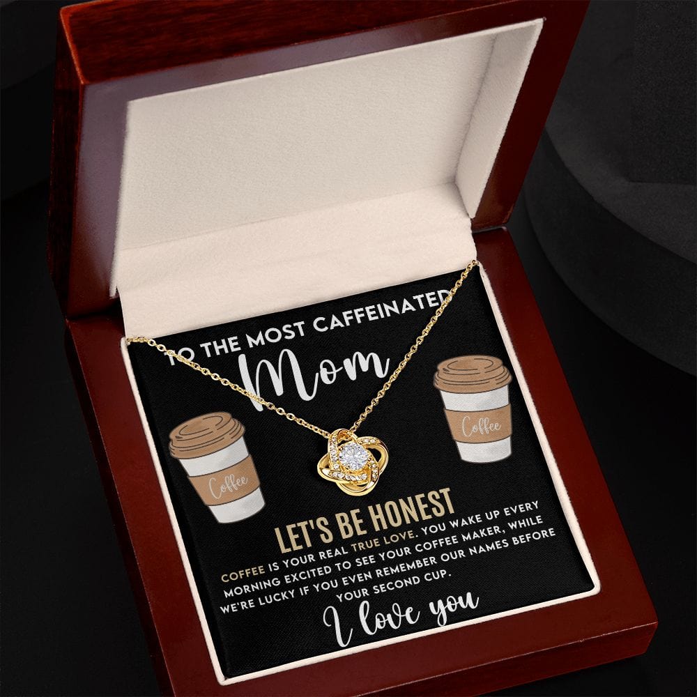 Gift To Mom | Love With A Little Humor, Coffee Loving Mom Necklace, From Daughter, Son, Birthday, Mothers Day