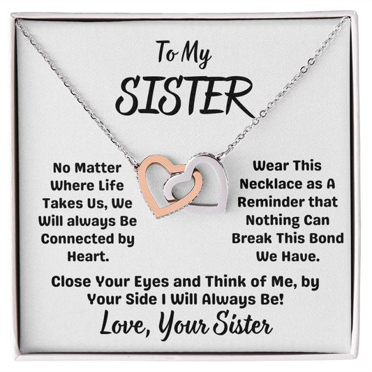 Sister Gift | Inter Locking Heart Necklace From Sister, Sisterly love, Birthday,Graduation
