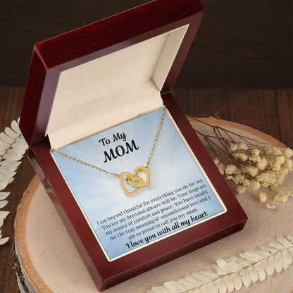 Gift For Mom | Necklace Gift From Daughter, From Son, To Mom for Birthday, Mothers Day, Thank you, Because I love You, Interlocking Hearts