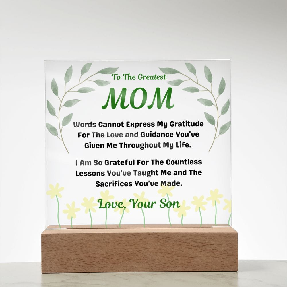 Gift To Mom | Acrylic w/stand, LED Option, Mothers Day, Birthday, Just Because