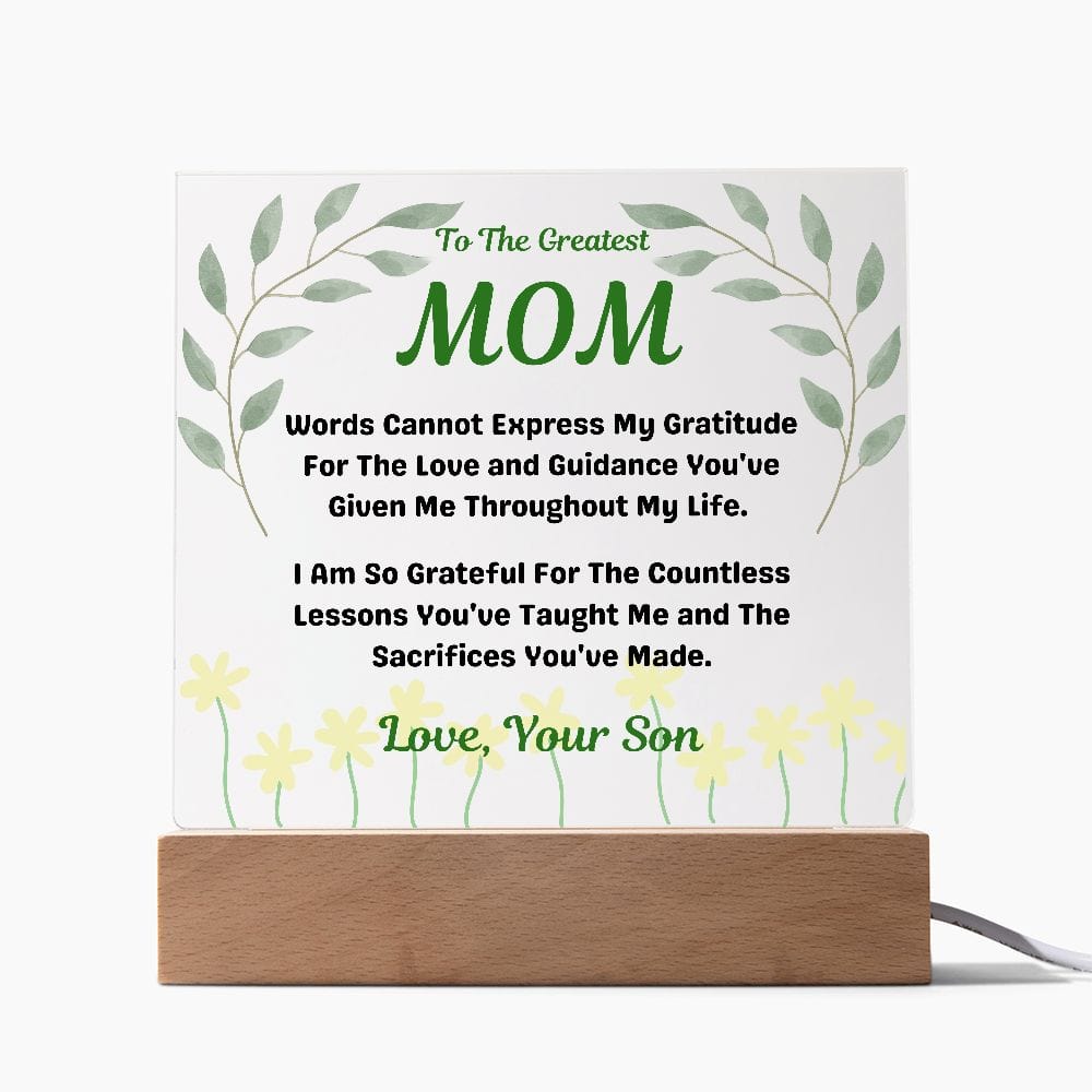 Gift To Mom | Acrylic w/stand, LED Option, Mothers Day, Birthday, Just Because