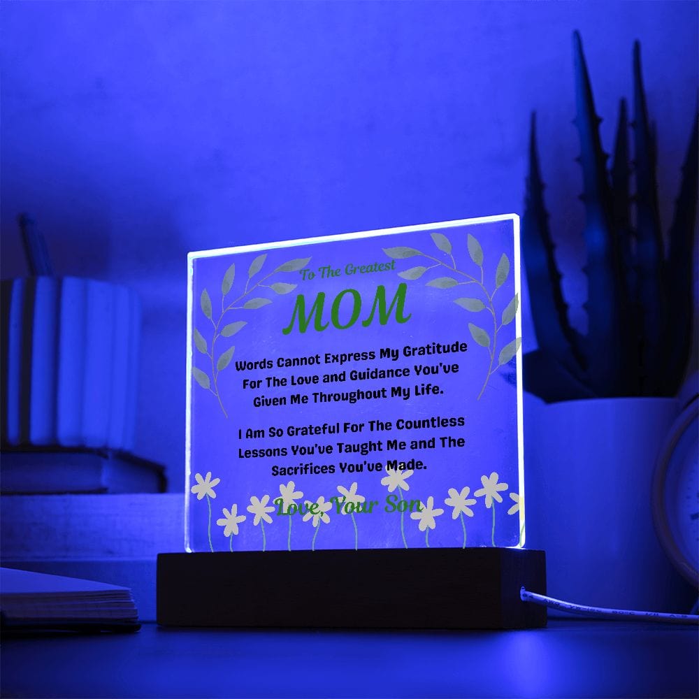Gift To Mom | Acrylic w/stand, LED Option, Mothers Day, Birthday, Just Because