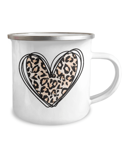 Leopard heart sketch coffee mug heart cup gift