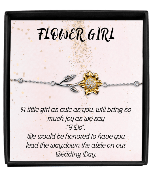 Flower Girl Gift | Flower girl Proposal, bracelet , Sunflower, Lead Us Down The Isle, Wedding Day, From Bride and Groom