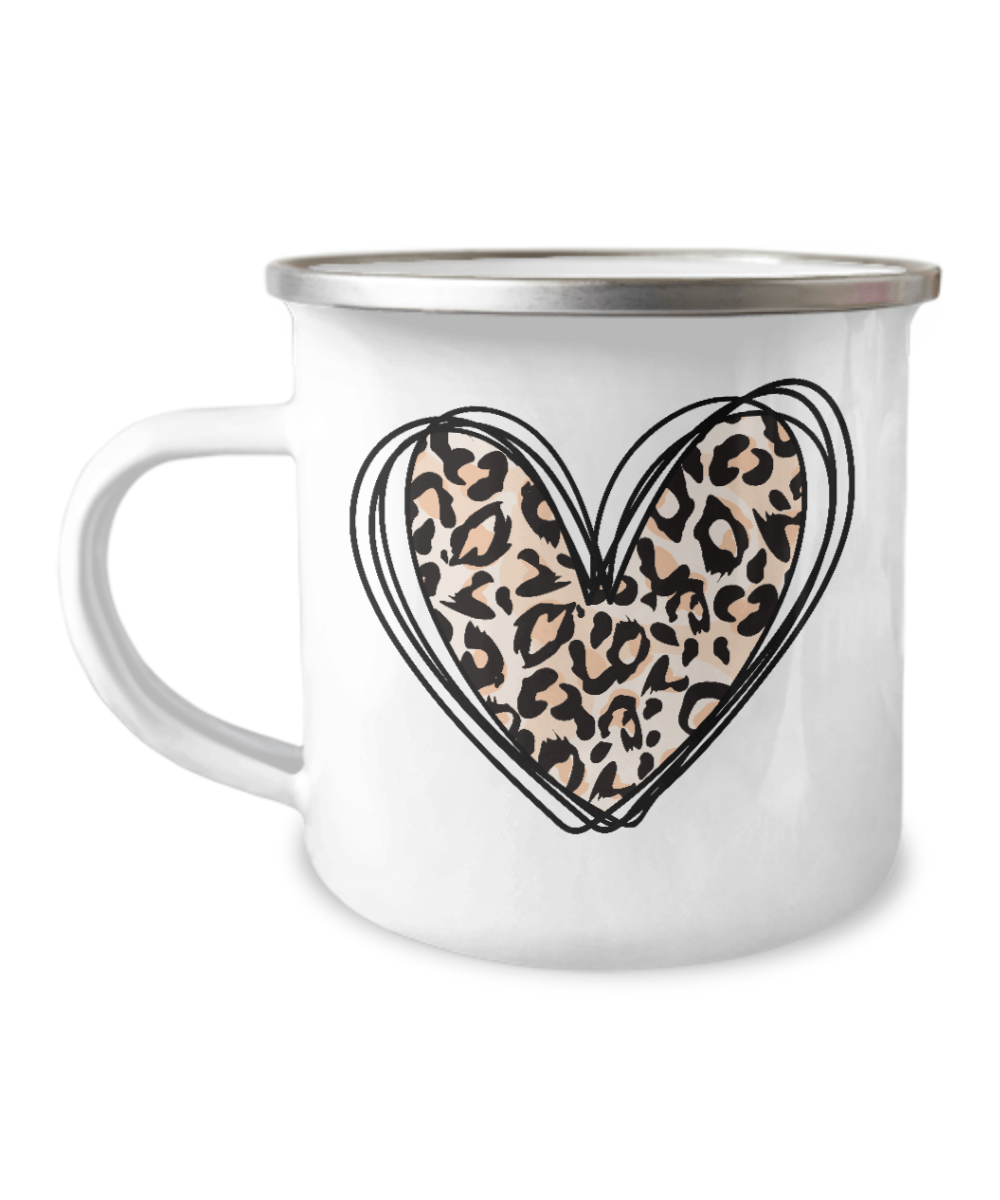 Leopard heart sketch coffee mug heart cup gift