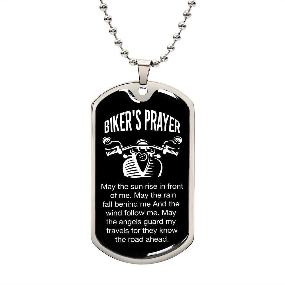 Dog tag bikers prayer for necklace