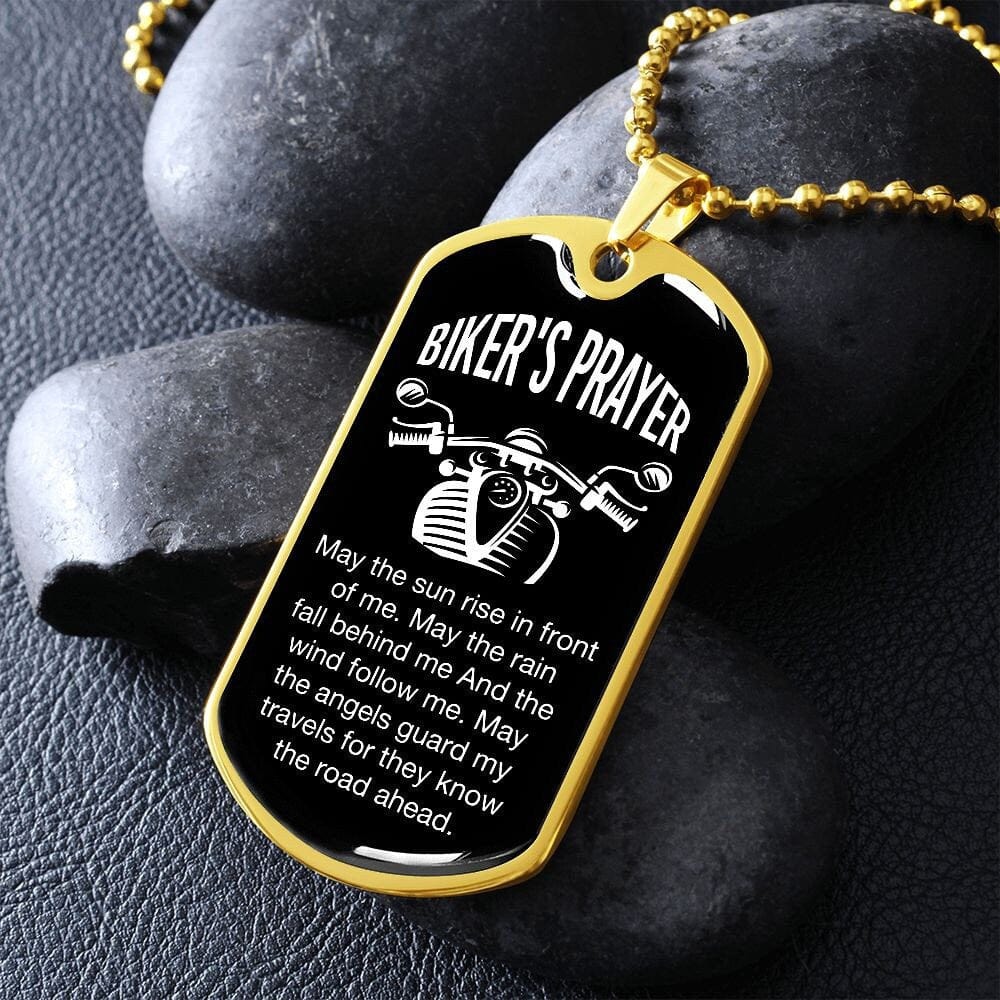 Dog tag bikers prayer for necklace